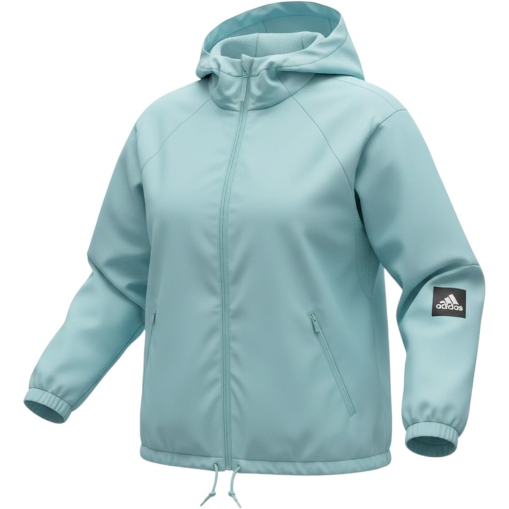 Adidas Windbreaker Jacket Womens Small Blue Excellent Primeblue Full Zip Hooded